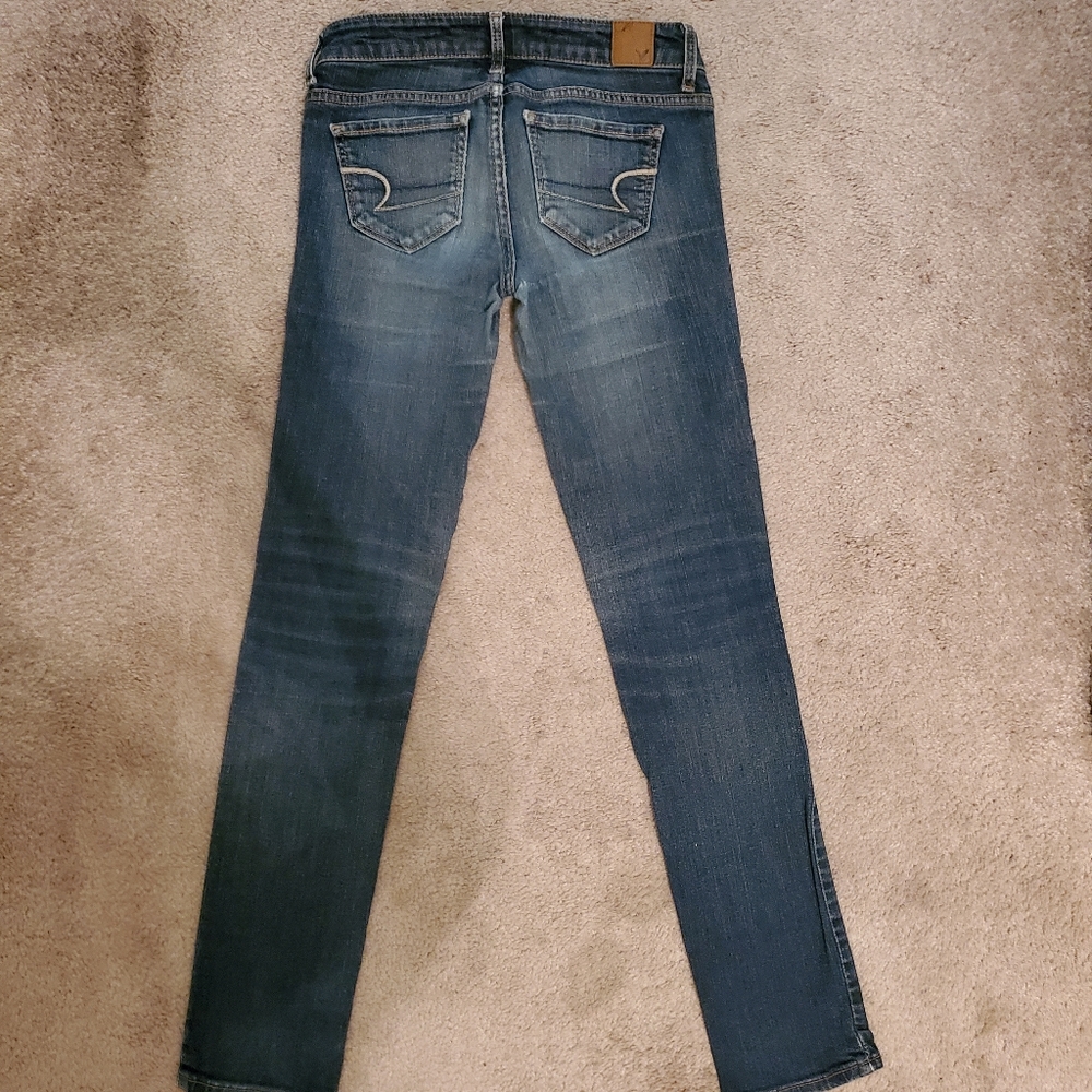 American Eagle stretch jeans. Look great on. I grew out of them.